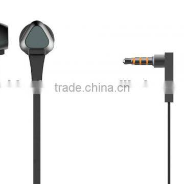 New flat cable in ear metal headphone with microphone