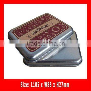 Metal box with hinged lids for card, metal box hinge