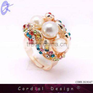 New Hot Sale Wholesale Fashion Rhinestone Pearl Cheap Ring