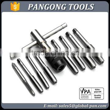 9 pcs threading tap set with t handle tap wrench