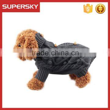 C598 Winter Sweater Soft Coat Puppy Cat Elegant Sweater with Wood Olive Buttons