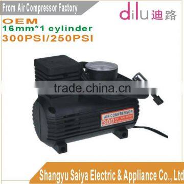 factory supply mini 300/250PSI air pump, air inflator,16mm cylinders air compressor