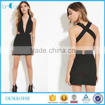 Summer Fashion Crisscross-Back Textured Bodycon Dress