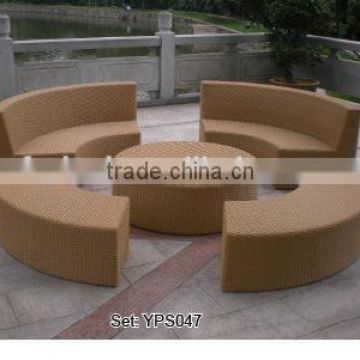 00 outdoor design special design elegant round rattan fabric garden party sofa set YPS047