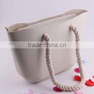 Fashion lady bag high quality silicon beach bag with rope handle silicone bag