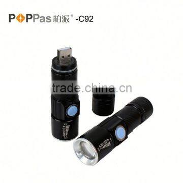 C92 Build in Battery Zoomable Led Rechargeable Flashlight Mini Usb Charging Flashlight photo-3