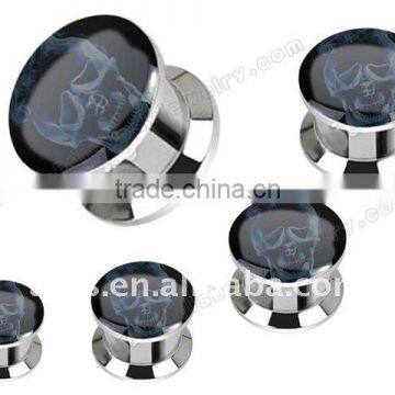 Body jewelry steel logo tunnel piercing