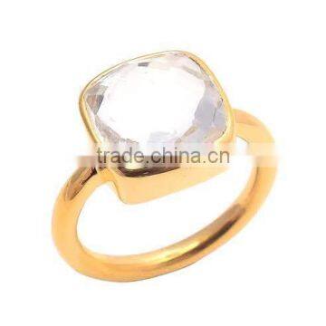 The Gopali Jewellers Crystal Quartz Ring Silver Jewelry 925 Sterling Silver Ring With Gemstone