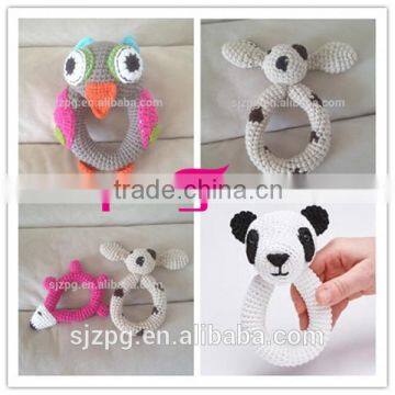 Crochet animal style baby toys, knitted Hand Crochet Rattle Toy supplier