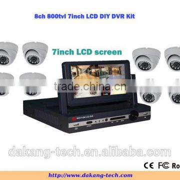 8cn 960H dvr kit security DVR kit with 7inch LCD Screen, cmos 800tvl security camera kit, ,iPhone&Anroid phone view