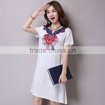 JPSKIRT1605956 Latest Fashion Ladies White Casual Embroidery Dress