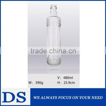 Hotsale 480ml transparent white glass bottles for alcohol drink