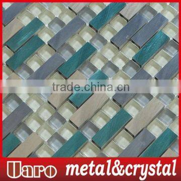 15x15mm/15x48mm Crystal Glass Mix Metal MosaicStrip