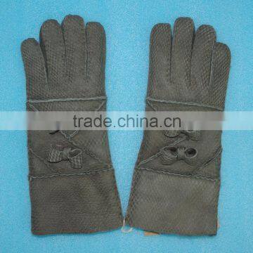 Hand Made Leather Mitten Fur Skin Double Face Fur /leather Gloves,KZ140034 photo-3