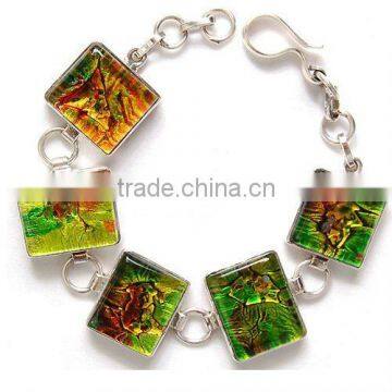 Dichroic Glass Bracelet, 925 Silver Bracelet