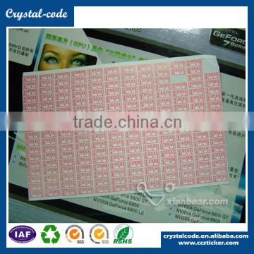 Vinyl stamping sticky waterproof destructible sticker