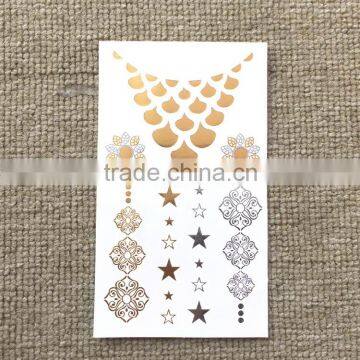 Wholesale Gold Silver Color Metallic Tattoo Temporary Gold Hair and Body Tattoo Sticker Factory photo-3