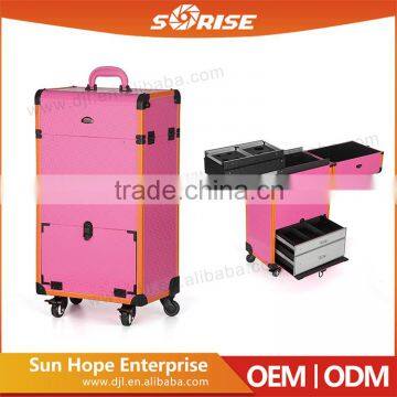 Premium Professional PVC Rolling Makeup Case With Cosmetic Drawer photo-6