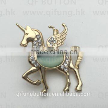 Rhinestone Plated Small Horse Brooch for Female