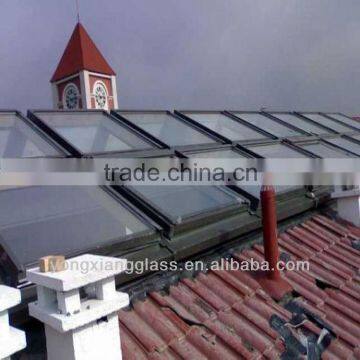 Laminated flat tempered glass skylight