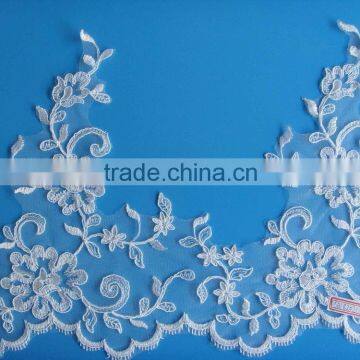 2016 lates design embroidery lace trim for bridal hats