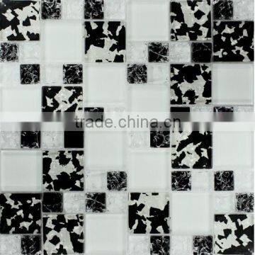 black and white color crystal glass mosaic tile of bathroom(PMGA059)