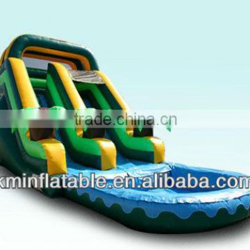 Tropical inflatable water slide with pool