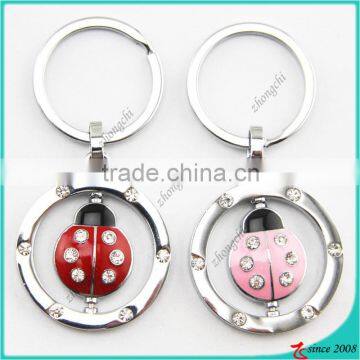 Enamel Animal charm keychain metal rotating keyring