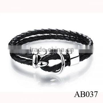 Customized Logo Bio Magnetic Bracelet Genuine Mens Handmade Braided Leather Jewelry Bracelet photo-4