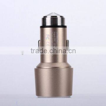 Dual USB 3.1A Stainless Steel Emergency Hammer Car Charger
