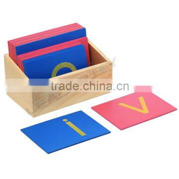 Preschool educational material in china montessori lower case sandpaper letters with box