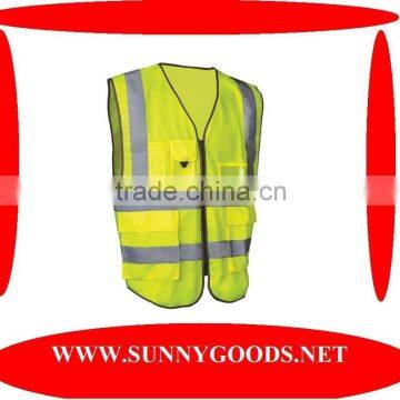 yellow color safety vest with pockets