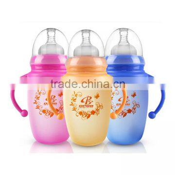 Unbreaking Temperature Sensing Glass Feeding Baby Bottle with Silicone Sleeve