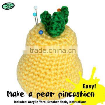 DIY pear pincushion crochet craft