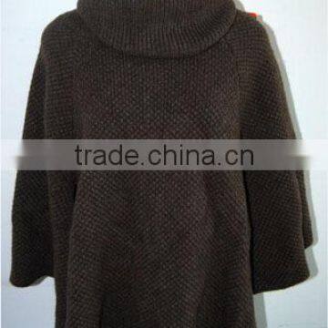 BGAX036 Ladies cashmere knitting turtle neck sweater shawl poncho