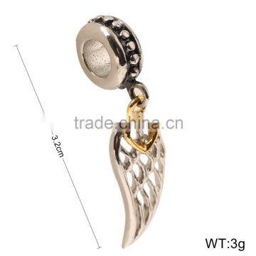 Wholesale Angel Feather Wing Golden Heart Dangle Pendant Feather Charms photo-4