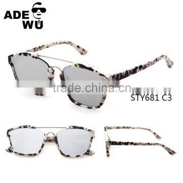 ADE WU Brand Italy Design Luxury European Fashion Abstract Art Couple Sunglasses Men or Women Flat Reflect Top Mirrored Glasses