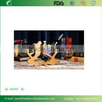 Bamboo Wine Rack Red Wine Holder Single Bottle Holder Mermaid photo-2
