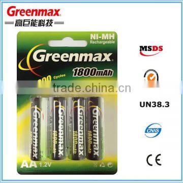 AA 1800mAh 1.2v Rechargeable NI-MH Battery