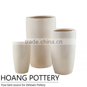 Tall Round White Glazed Ceramic Planters Indoor Decor