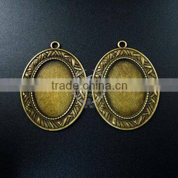 30*25mm setting size brass bronze filigree simple oval bezel tray DIY pendant charm supplies 1421080