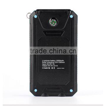 2016 New IP68 Waterproof 10000mah Mobile Solar Charger Power Bank With Led Light photo-3