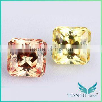 2015 wuzhou gemstone free samples princess cut shape synthetic yellow sapphire price