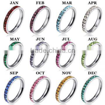 12 pcs of 316L surgical stainless steel rings as christmas gift cubic zirconia,cz stone to your best friends