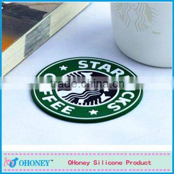 Customize round shape embossed logo starbucks PVC cup coaster,PVC baking cup mat