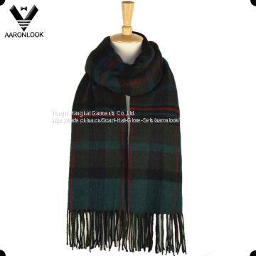 2017 Fashion New Unisex Acrylic Cashmere Brushed Stripe Plaid Scarf With Fringes photo-3