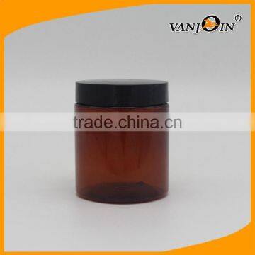 8oz PET Amber Round Plastic Cream Jar with Black Screw Cap