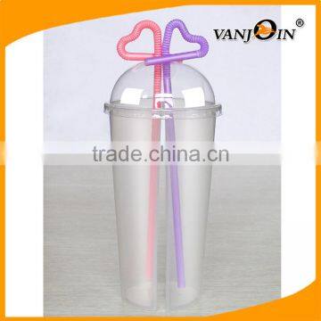 1000ML Disposable Plastic PP Split Boba Tea Cups With Lid 32 OZ