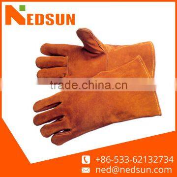 Regular type working cow split leather gloves for welding