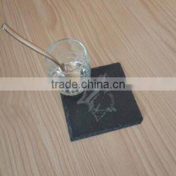 Natural Lazed Black Slate Coaster With Sea Shell Designs photo-5